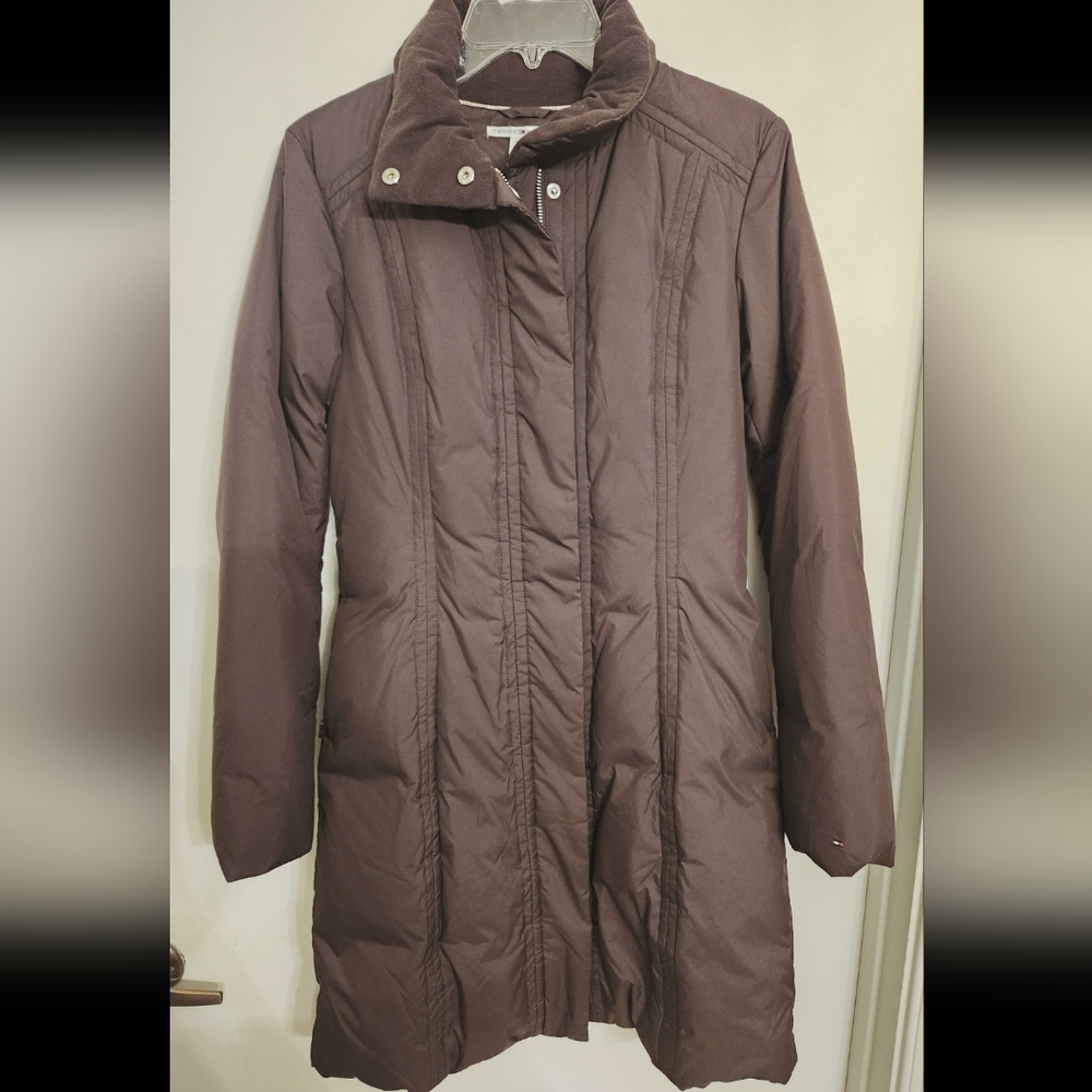 Tommy Hilfiger Brown Down Puffer Long Coat, Size S